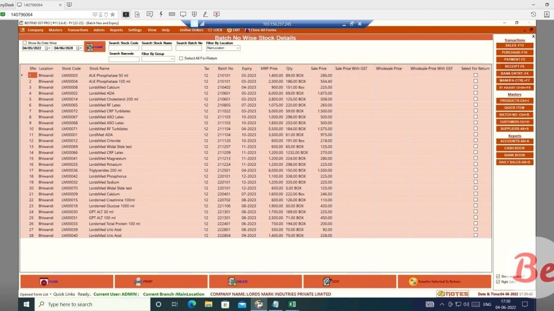 how to import items in bestind gstpro
