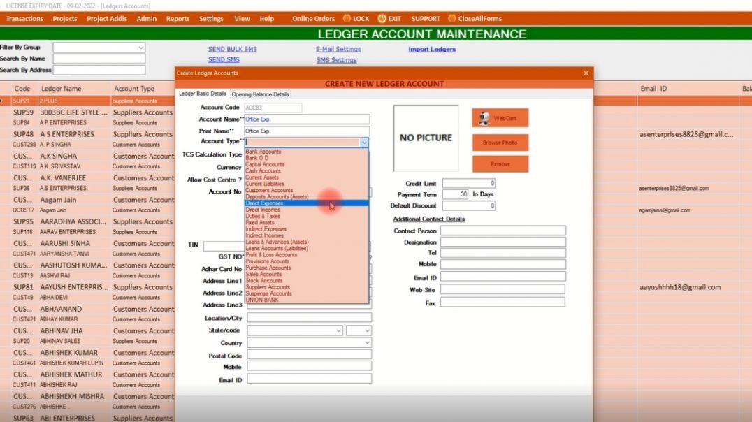 Ledger Creation in BESTIND GST PRO