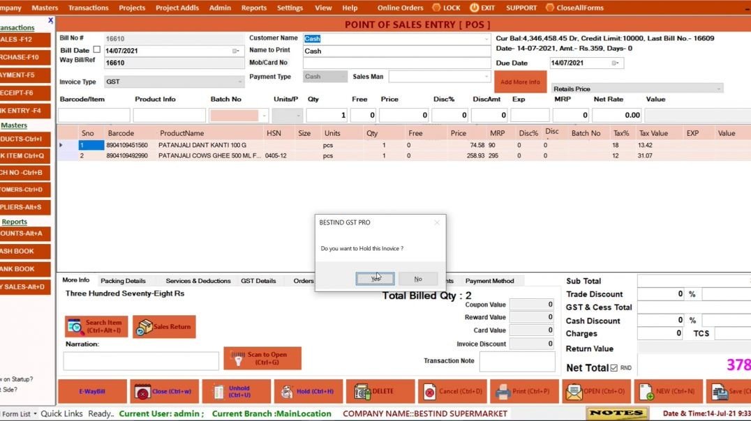 ⁣how to hold and unhold the invoice
