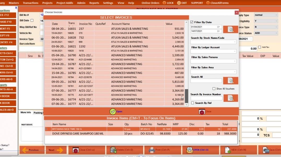 ⁣How to Open and Edit the saved Purchase Invoice
