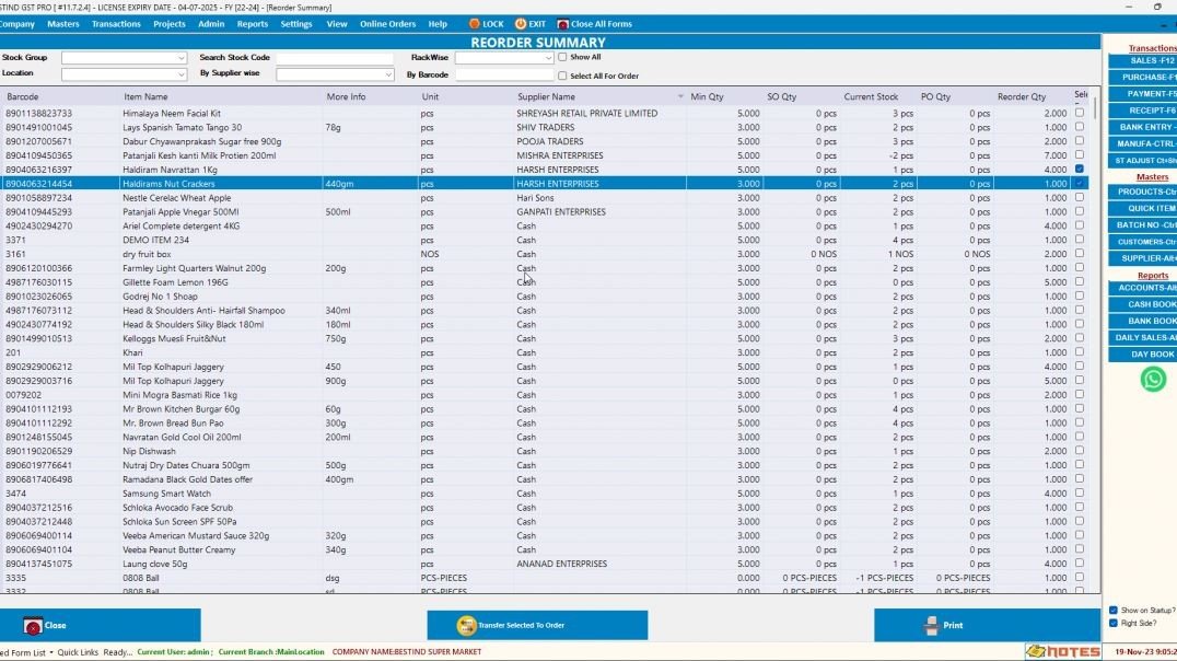 Make Purchase Order from Low Stock